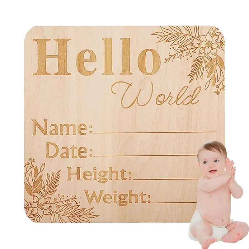 

Engraved Birth Stats Sign Newborn Announcement Welcome Baby Card DIY Wooden Card Birth Gift Baby Stage Card