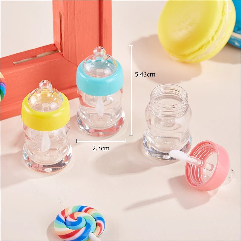 6ml Baby Bottle Shape Lip Gloss Tube, Empty Refillable Lip Glaze Container, Cosmetic Split Packaging