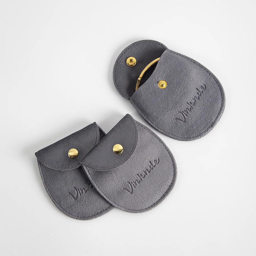 

Bulk Snap Button Velvet Jewellery Pouch Custom Logo Semi-Oval Gift Jewelry Packaging Bag Wedding Necklace Bracelet Storage Sack