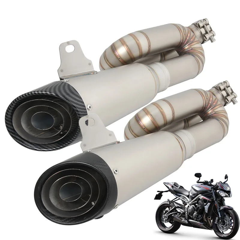 

For TRIUMPH STREET TRIPLE 765S R RS 2017-2022 Motorcycle Exhaust Systems Link Pipe 2 Catalyst Carbon Fiber Muffler DB Killer