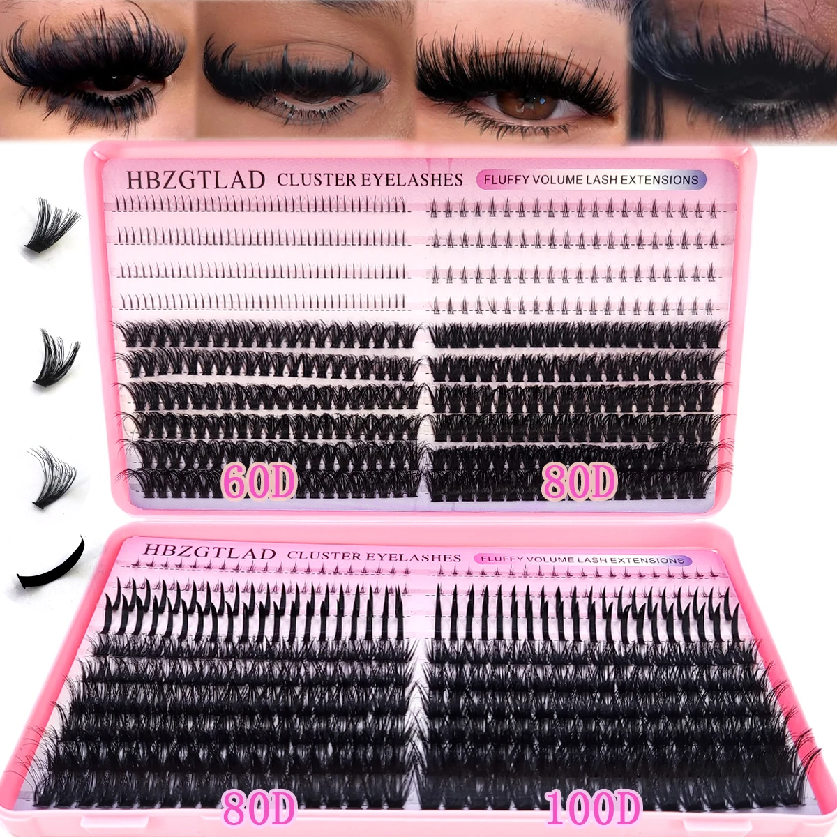 60D-100D gruppo ciglia manga ciglia finte occhi di bambola ciglia naturali ciglia inferiori 3D a punta spessa occhio finto artificiale