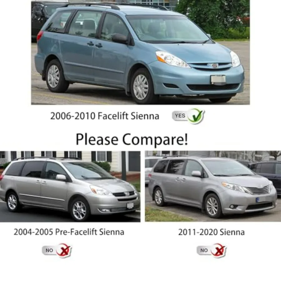 2 قطعة مجموعة مصابيح الهالوجين ل تجميل 2006 2007 2008 2009 2010 تويوتا سيينا CE LE XLE المحدودة استبدال كشافات Passe