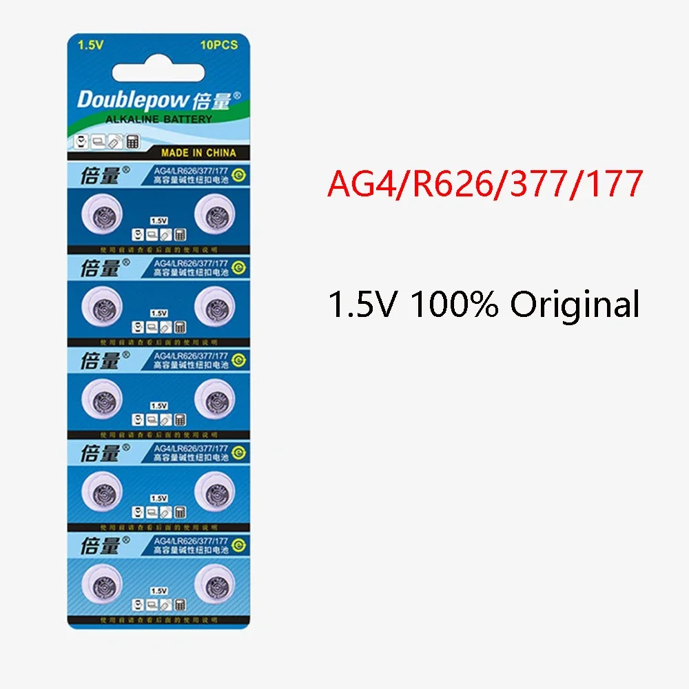 10pcs 1.5V Alkaline button battery  AG4 377A LR626 SR626SW 377 177 Button cell Watch Battery Coin Cell Battery alkaline