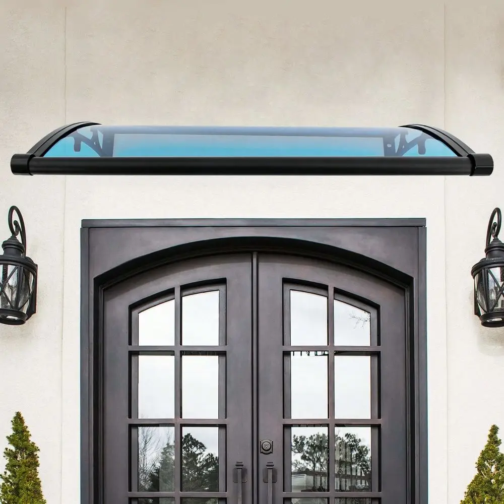 

Door Awning Canopy With Gutter Aluminum Alloy PC Roof Cover For Rain Sun Protection