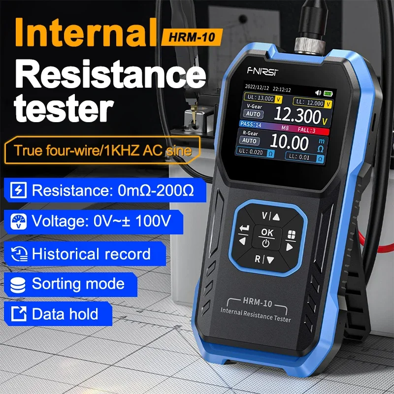 FNIRSI HRM-10 Voltage Internal Resistance Battery Tester 18650 High-precision Digital Car Battery Tester Analyzer for Household