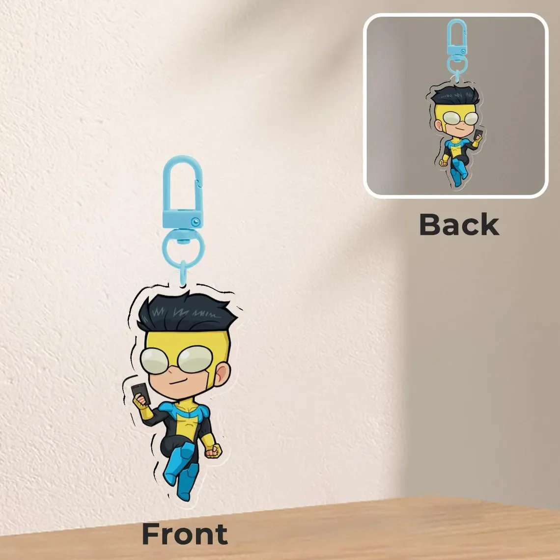 Invincible Double-Sided Acrylic Pendant Keychain Fashionable Accessory for Organizing And Identifying Keys
