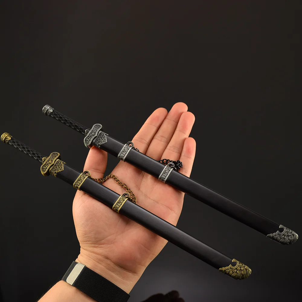 30 ซม.Time Raiders อาวุธจีนโบราณสีดําทองโบราณมีด Zhangqiling เกม SAMURAI ดาบชุดของขวัญเด็ก