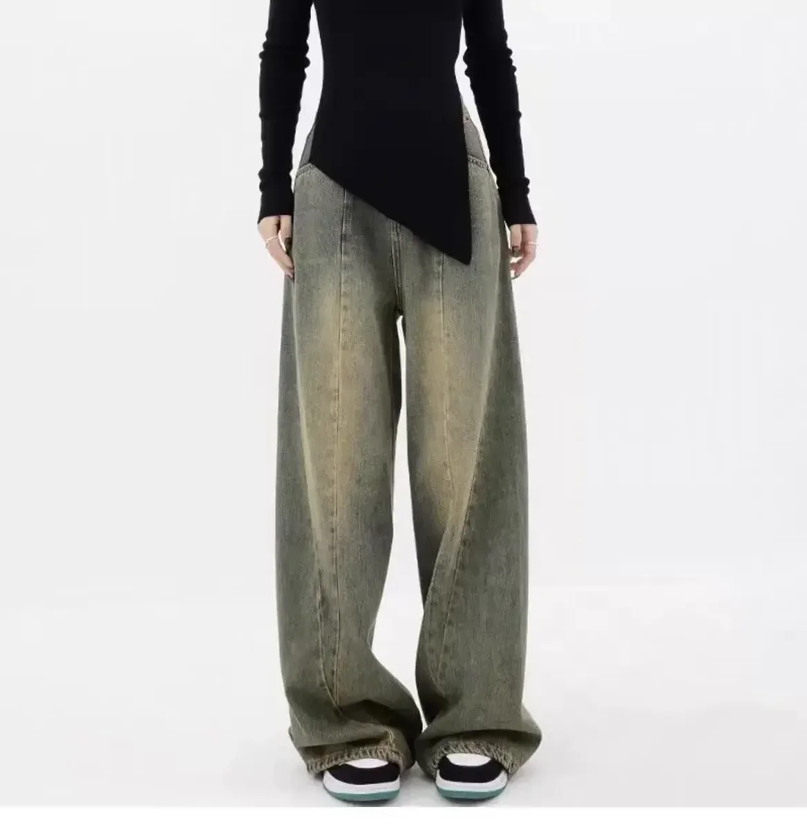 Baggy Jeans Women High Waisted Jeans Button Denim Pants Pockets Wide Leg New Y2K Trousers Vintage Streetwear Fashion 2023 Jeans