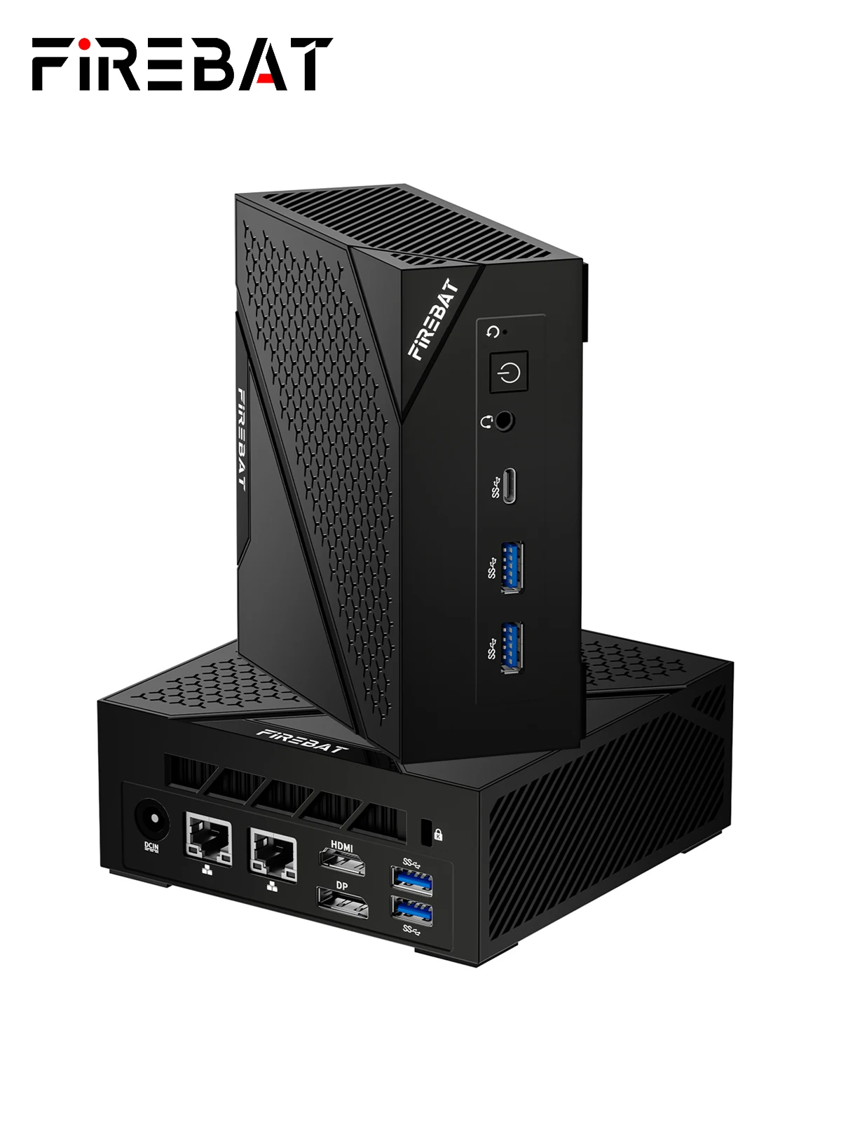 FIREBAT MINI PC AM02 AMD Ryzen 5 6600H 16GB LP DDR5 512GB SSD Windows 11 WIFI6 BT5.2 Tragbarer Desktop-Computer Netzwerkanschluss HDMI