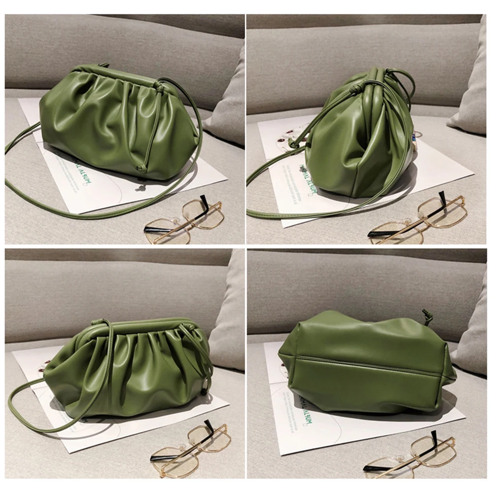 Fashion Cloud-wrapped Soft PU Leather Small Bag Shoulder Slant Dumpling Bag Handbag Day Clutches bags Messenger Crossbody Bag