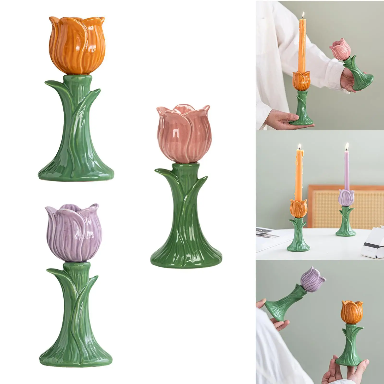Kerzenhalter aus Keramik, Heimdekoration für konische Kerzen, moderne Dekoration, Ornament, Tulpenform, Kerzenhalter für Hochzeitsurlaub