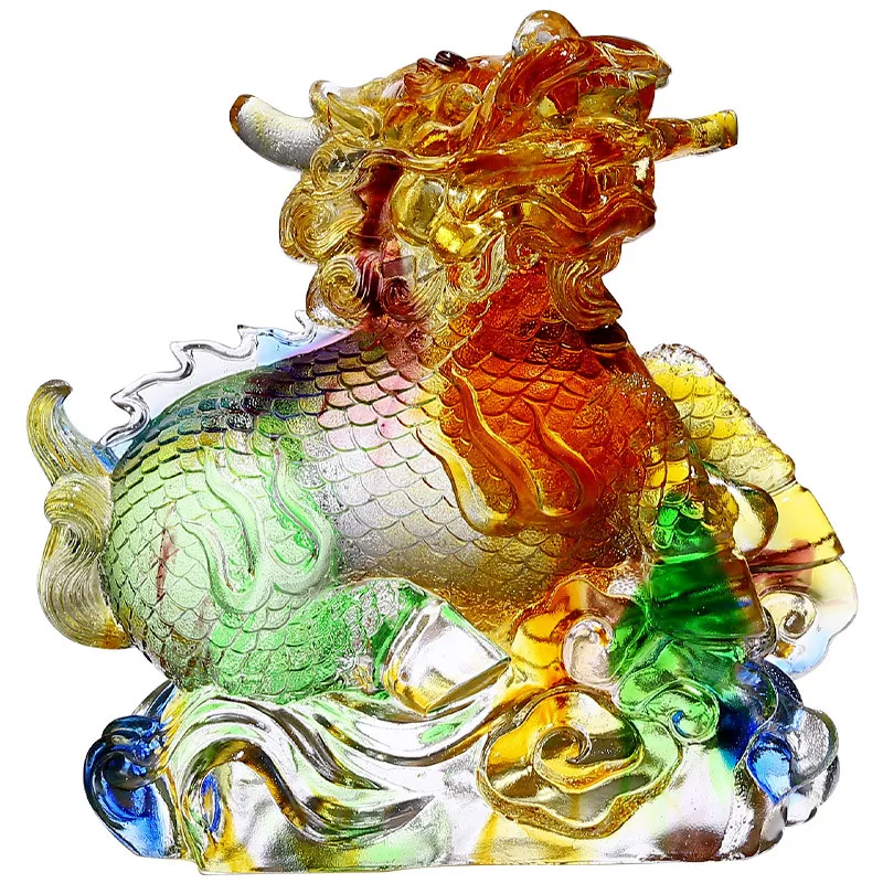 Lucky glazed unicorn ornament, a pair of living room, office entrance wine cabinet ornament, send Ziwangcai opening gift