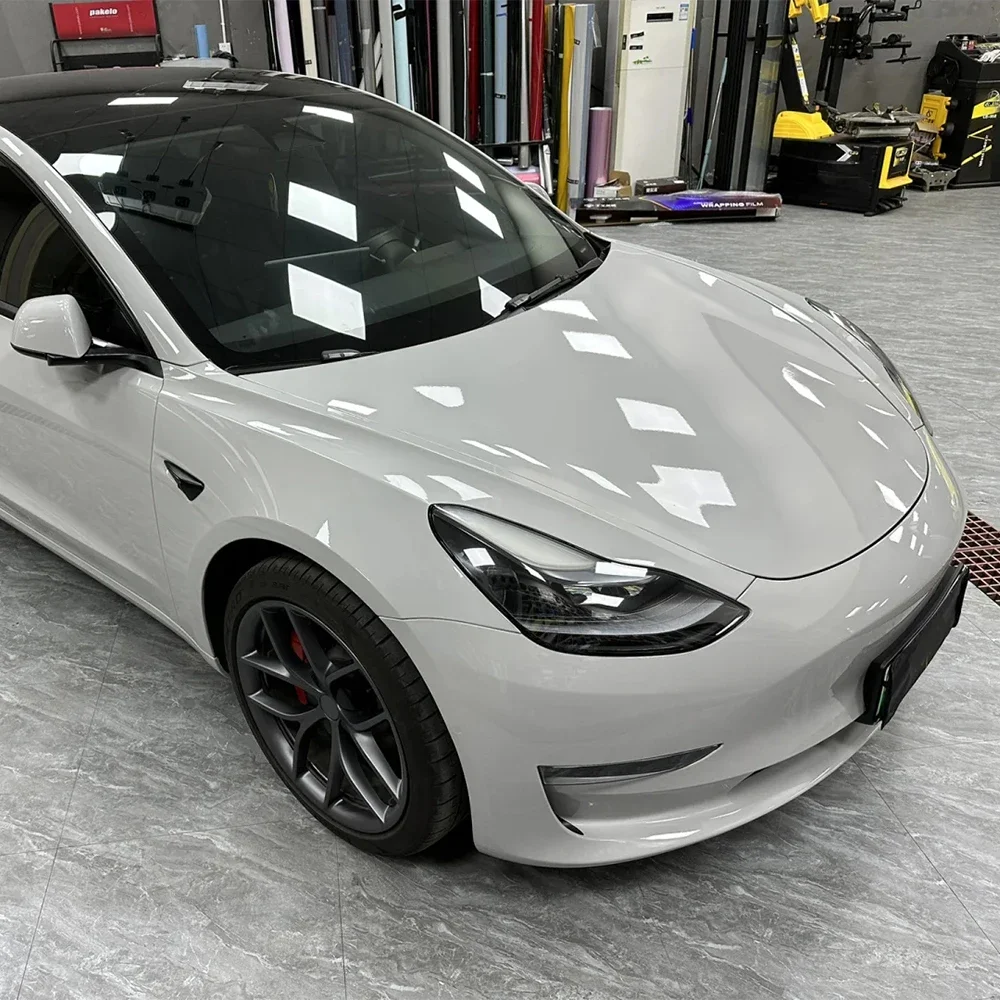 

Ultra Gloss Stone Grey Vinyl PET Film for Full Car Covering Wrapping Air Bubble Free Sticker Auto Styling Body Decor Accessories