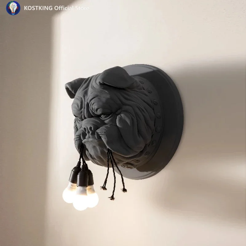 Nordic Animal Head Wall Lamps Living Room Study Bedroom Light Decor Personality Creative Designer Bulldog Led Lighting