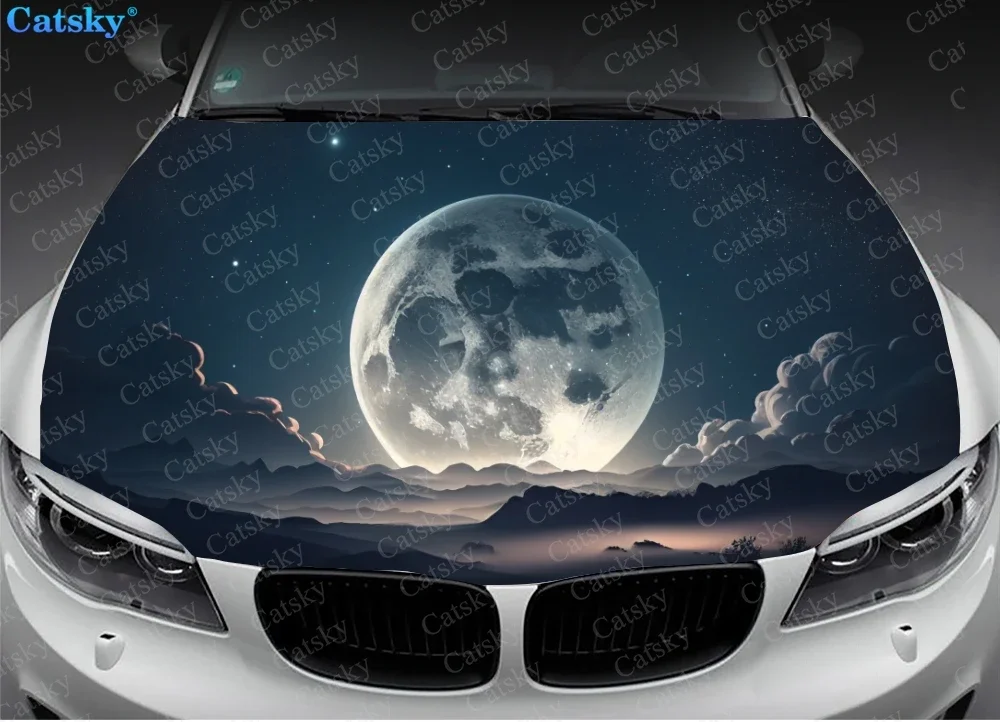 Super Moon And Clouds in The Night Car Hood Decal Truck Decals Vinyl Sticker Graphic Wrap Stickers Trucks Cars Bonnet Vinyls