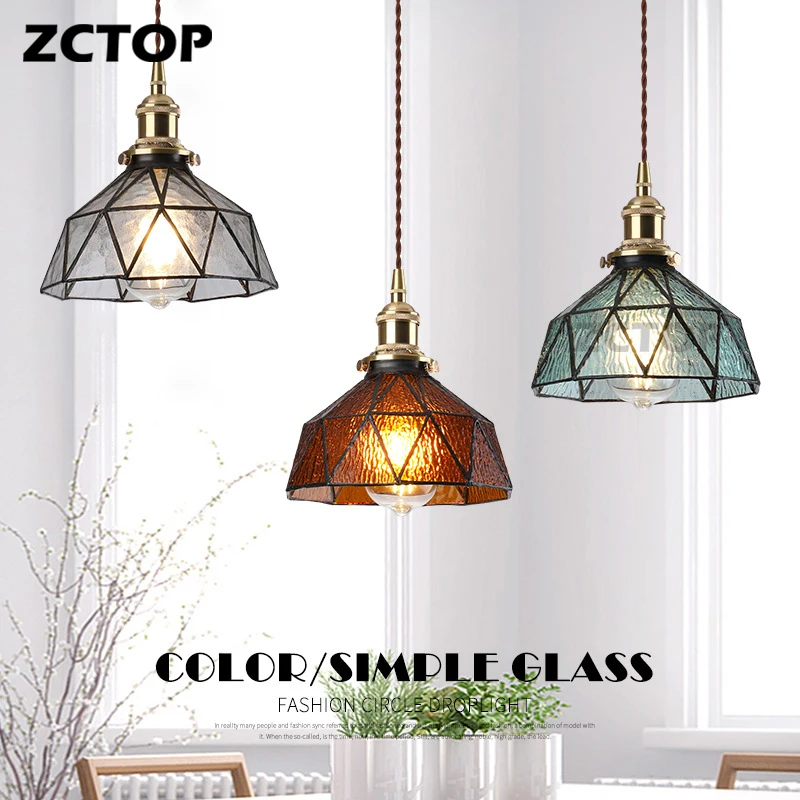 Minimalist Colorful Glass LED Pendant Light Fixtures Cafe Loft Bedside Living Dining Room Bar Vintage Metal Hanglamp luminaire