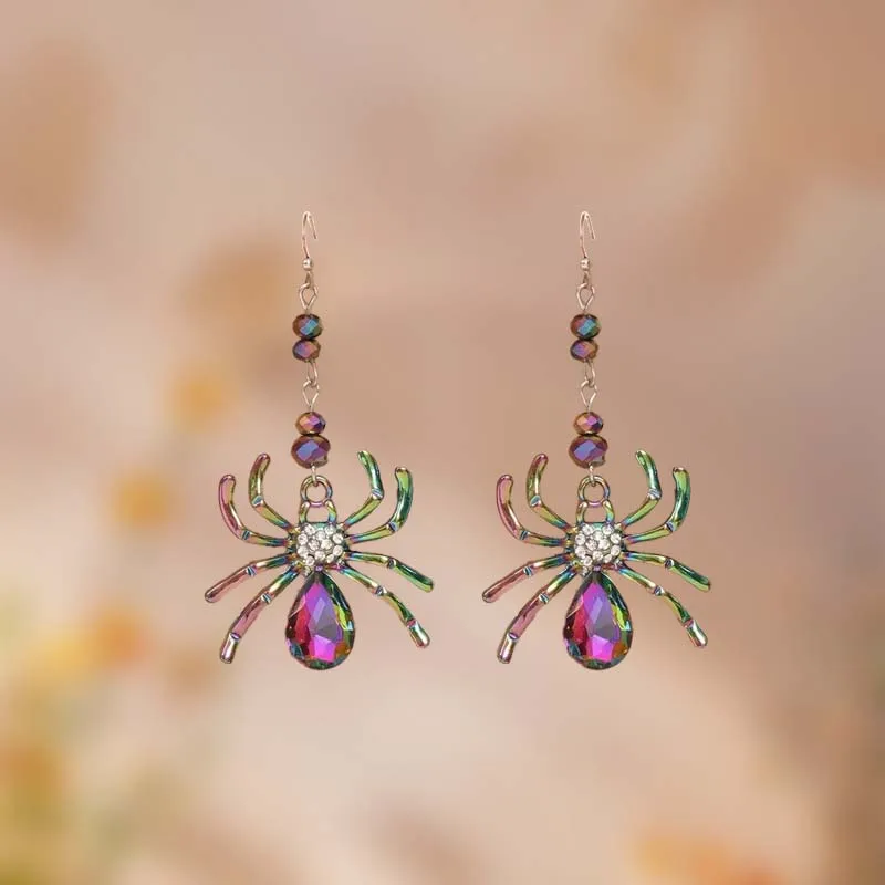 New Exaggerated Gothic Dark Halloween Earrings For Women Simple Personality Punk Black Spider Pearl Stud Earrings Party Jewelry image 3