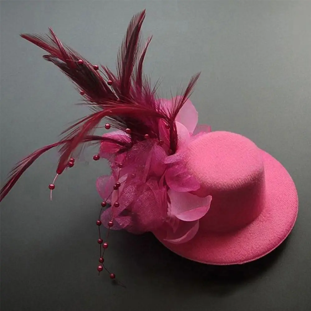 Fashion 13cm Kids Fascinators Hats Makeup Prom Hair Accessories Flower Pillbox Hat Feathers Cocktail Hats Holiday