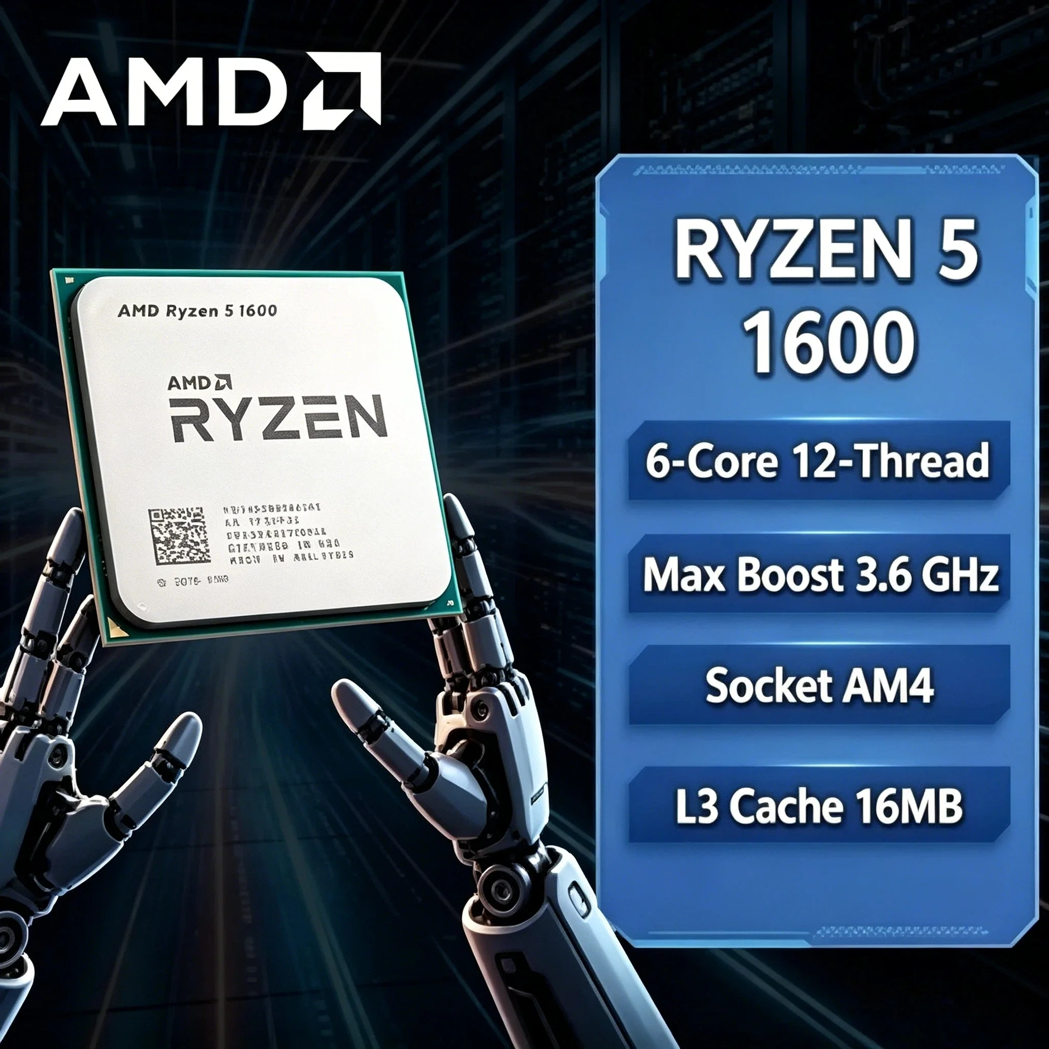 amd-ryzen-5-1600-32ghz-6コア-12スレッド-65w-ソケットam4-ゲーミングcpuプロセッサー-r5-1600-パッケージなし-超高速プラス
