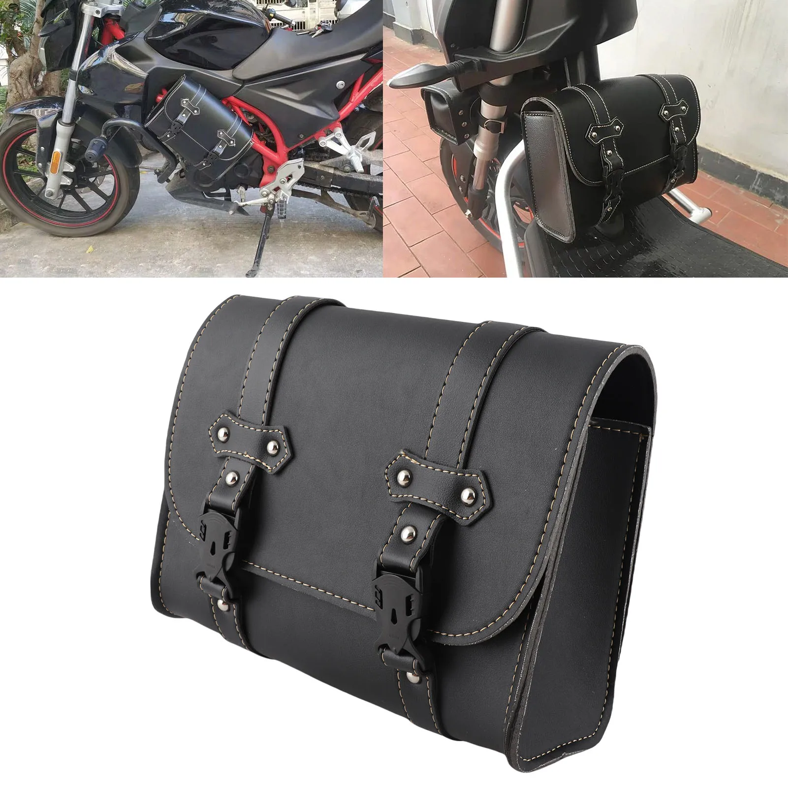 

Universal Motorcycle Saddlebags Tool Storage Pouch Weather Proof PU Leather Side Bags