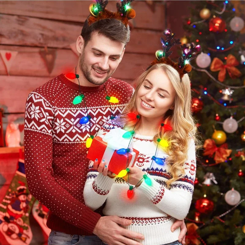 1-10 قطعة قلادة توهج الحفلات 9 أضواء LED توهج عيد الميلاد لمبة قلادة هدايا الحفلات فلاش لمبة قلادة توهج في الظلام الدعائم