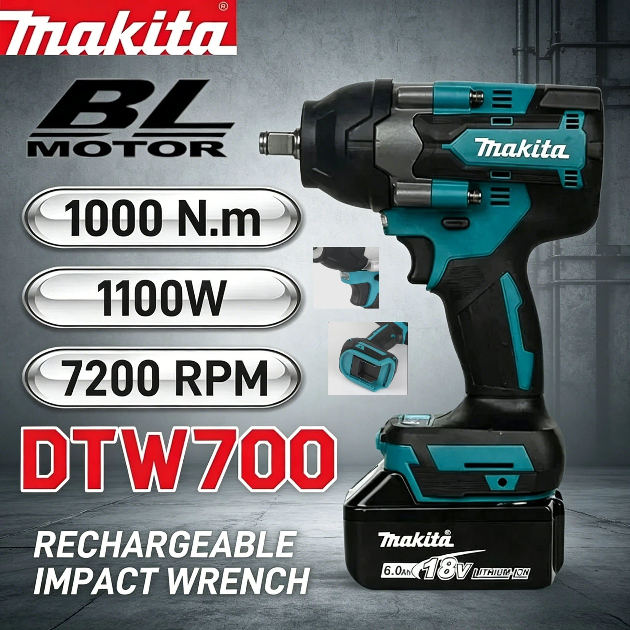 

Бесщеточный ударный гайковерт Makita DTW700 с высоким крутящим моментом, электрический гайковерт, аккумуляторная дрель-шуруповерт, электроинструмент