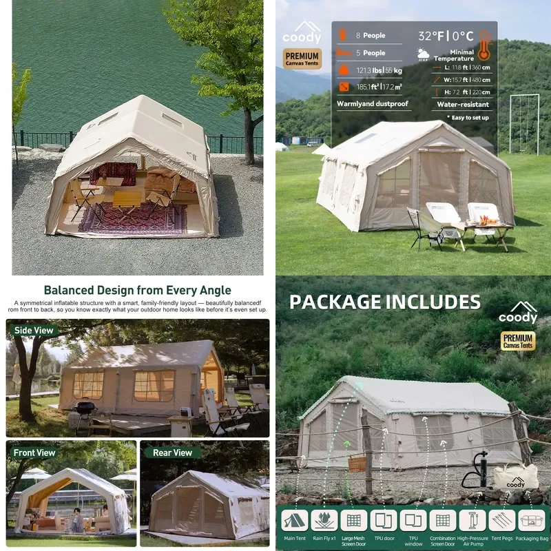 Надувная палатка Coody Familia 17.2 Air Tent - бежевая, для семейного отдыха на природе, для кемпинга