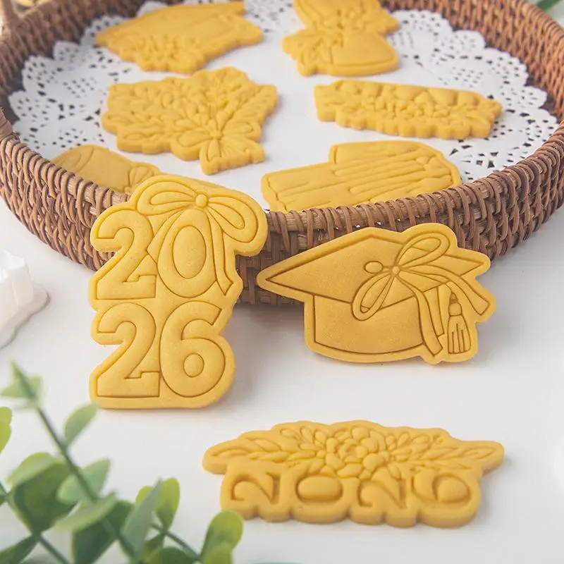 Graduation Theme Cookie Mold Cap Diploma Gown Shape Biscuit Mould DIY Baking Tool Fondant Pastry Cutter Party Dessert Decor