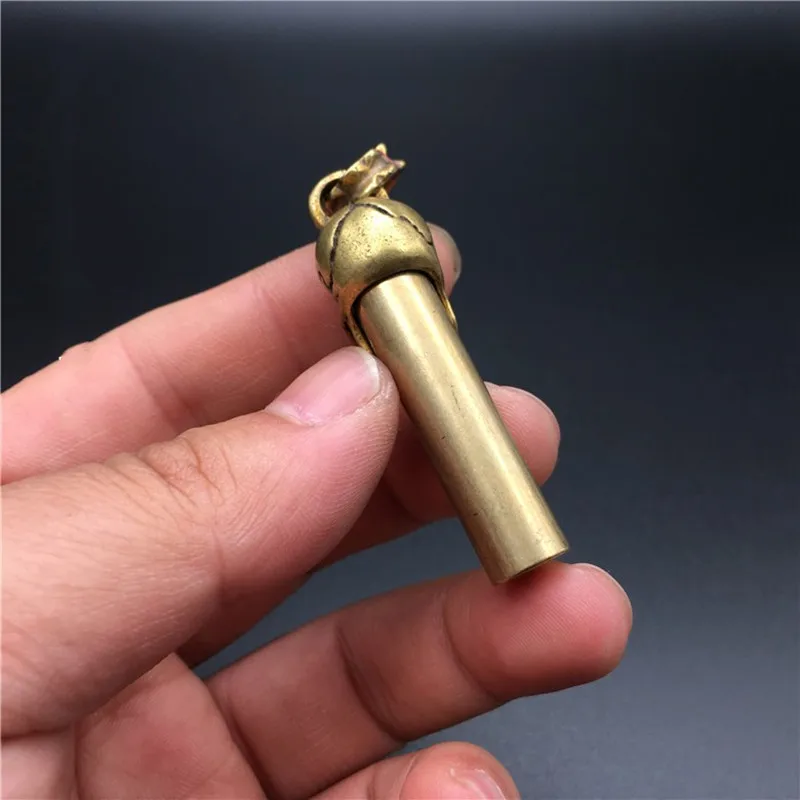 Brass Ghost Head Whistle Pendant Small Ornament Pure Copper Skull Whistle Carved Piece Small Pendant Copper Play Small Bronze An