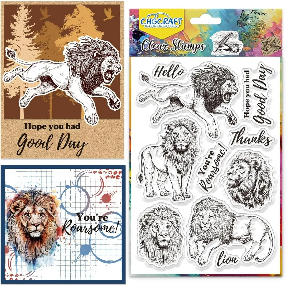 Realistische Löwe Klare Stempel Safari Tiere Transparente Stempel Silikon Klare Stempelsiegel für DIY Scrapbooking Fotoalbum Dekor