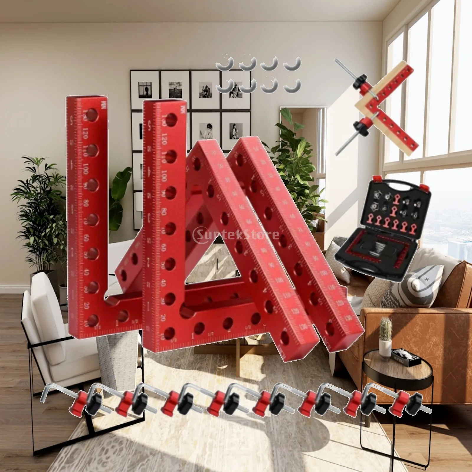 4x Corner Clamps Professional Aluminum Alloy Easy Installation Portable 90 Degree Clamps Woodworking Block for Shelving Cabinets