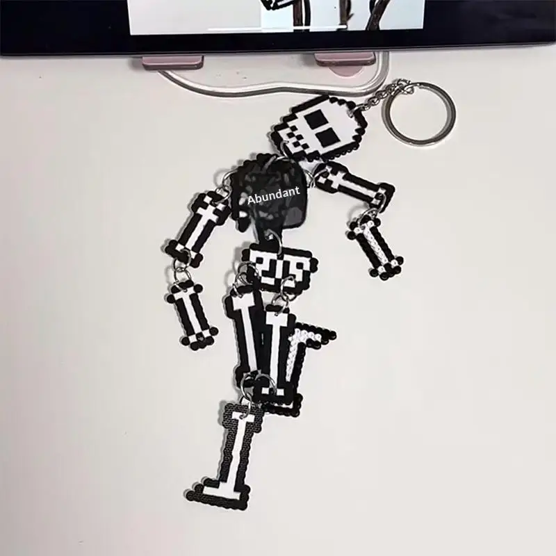Pixel Skull Acrylic Creative Keychain Pendant Bag Charm Key Ring Gifts