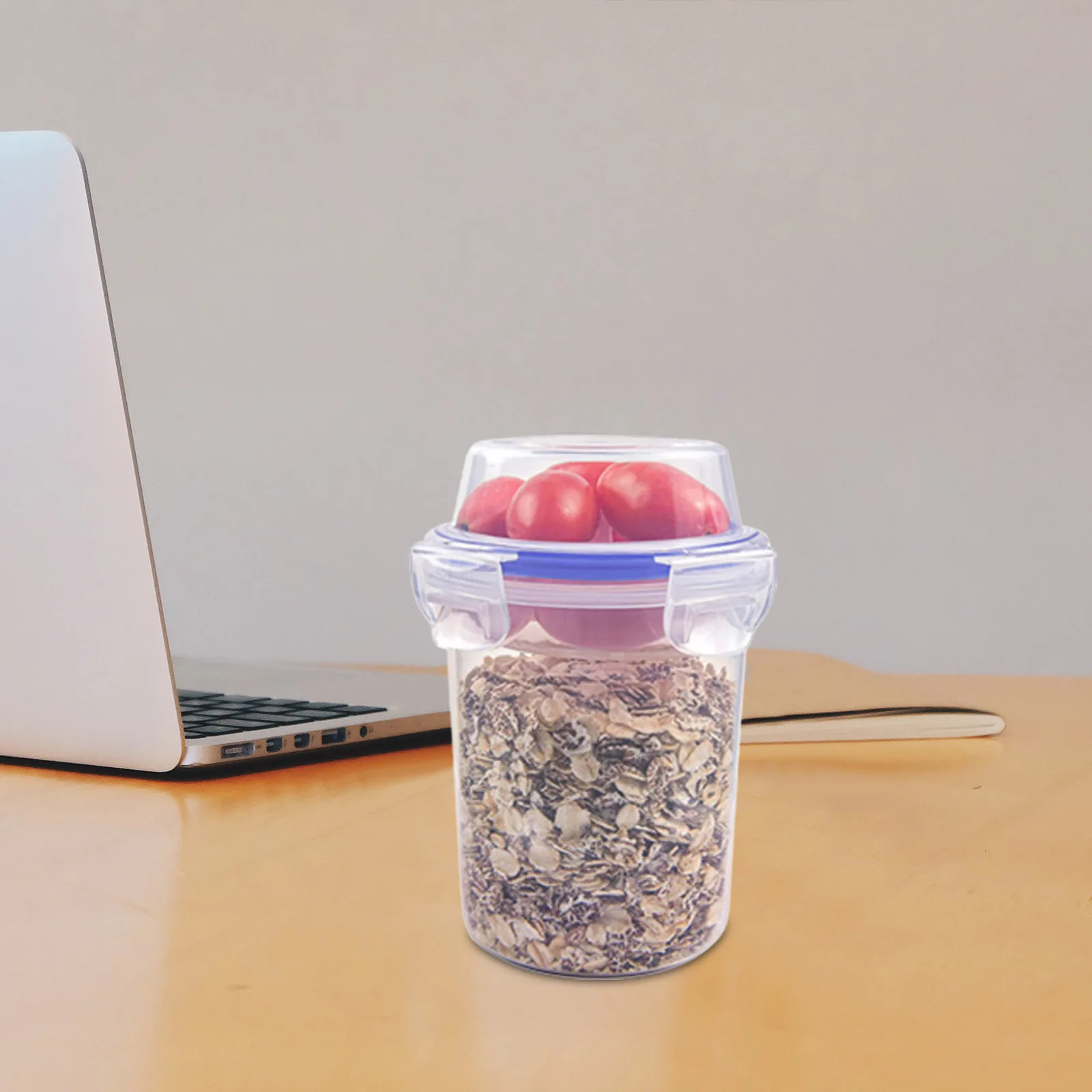 قطعتان من حاويات الشوفان بين عشية وضحاها مع ملعقة، ضيق ممتاز ومضاد للتسرب وخفيف الوزن ومحمول ومناسب للمدرسة في مكان العمل المنزلي