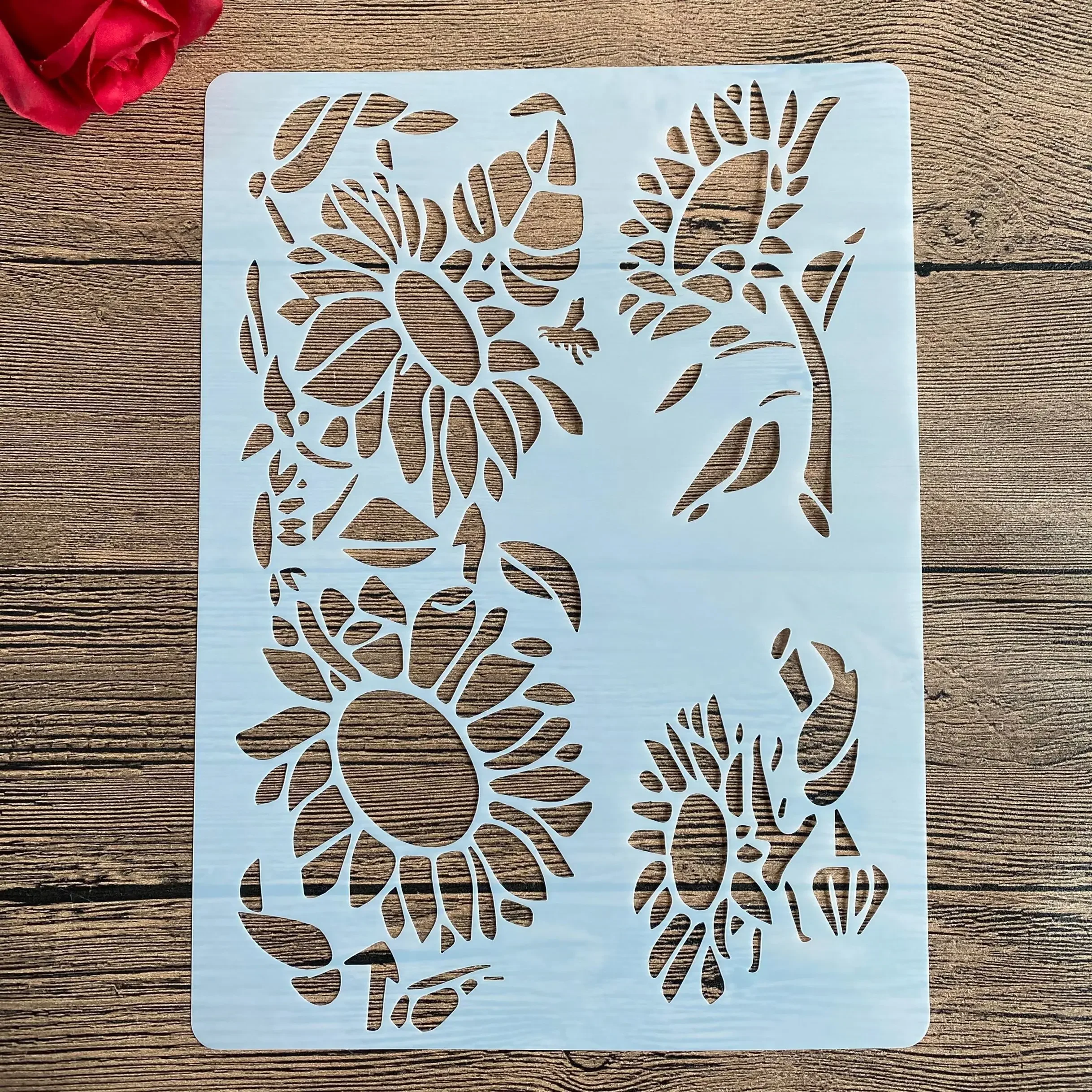 

A4 29 *21cm DIY Stencils wall Painting Scrapbook Coloring Embossing Album Decorative Paper Card Template wall sunflower