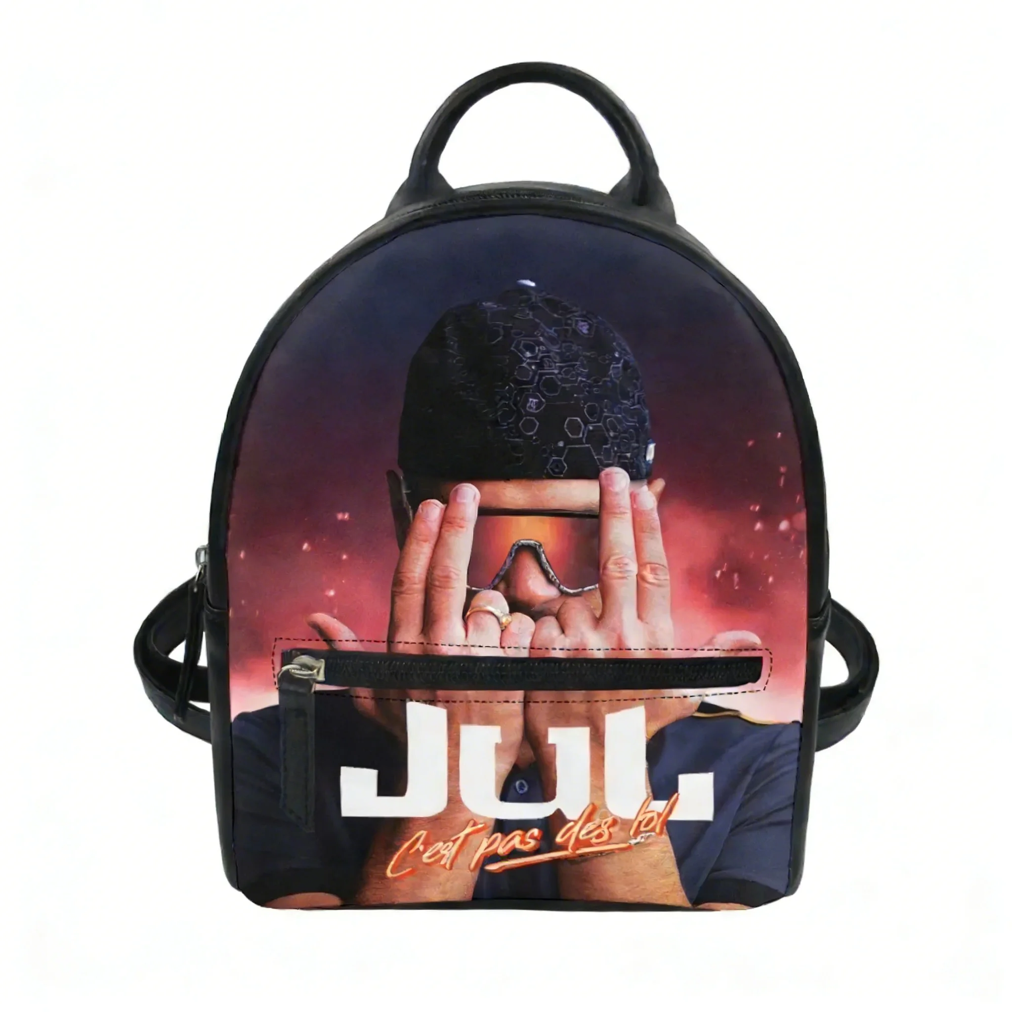 

Rapper JUL C'est Pas Des Lol Custom Backpack Purse Women Carter Schoolbags Double Shoulder Bag Mini Daypack Leather Travel Bag