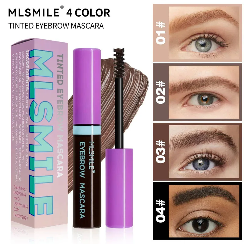 MLSMILE Flüssige Färbecreme, langlebig, wasserfest, natürlich, dunkelbraun, Augenbrauentönung, Augenbrauenverstärker, 4-Farben-Mascara, Kosmetik