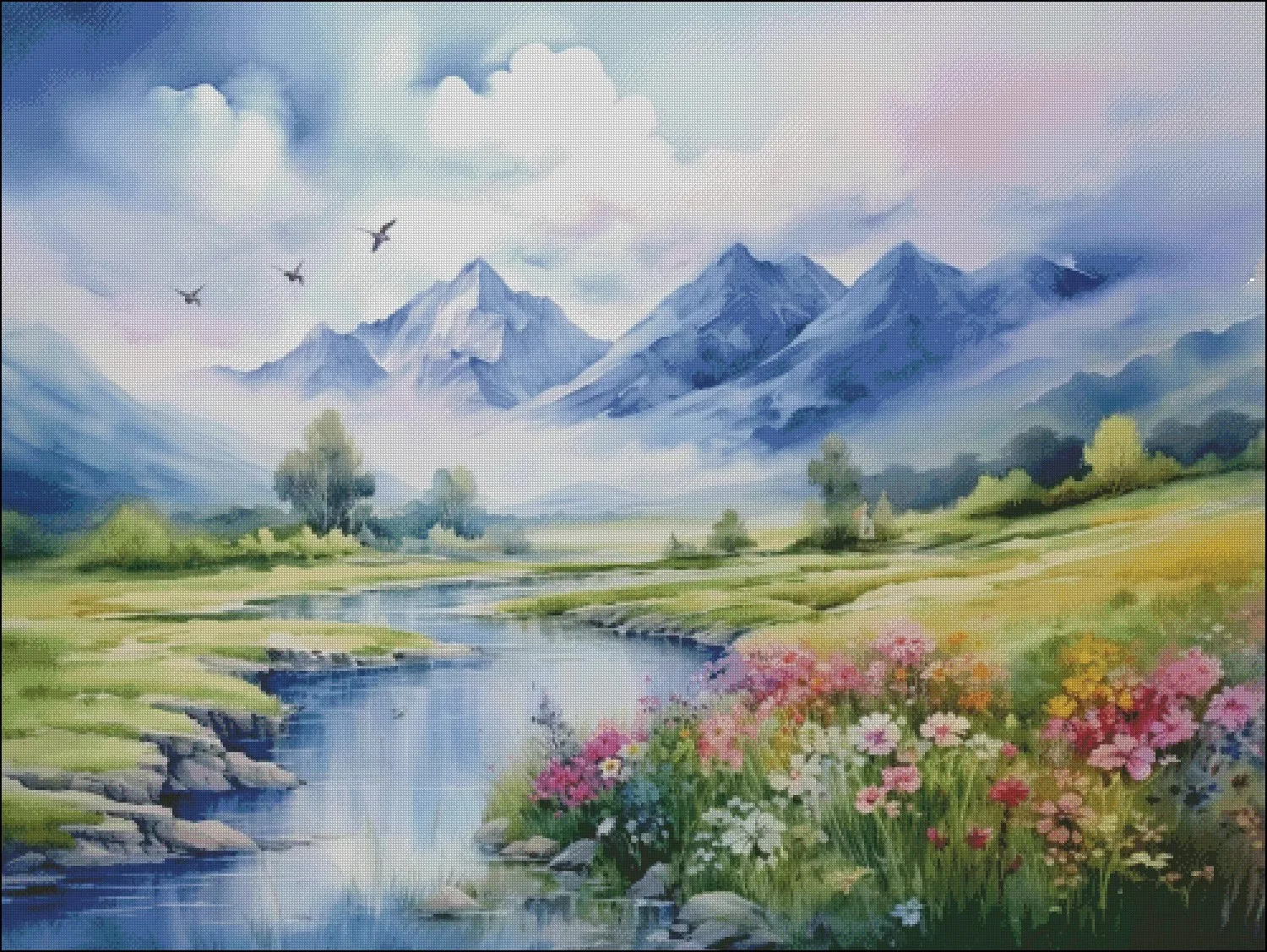 

ZZ3960-Mountains 14CT 16CT Printed On Canvas Cross Stitch DIY Set Needlework Embroidery 196 Colors