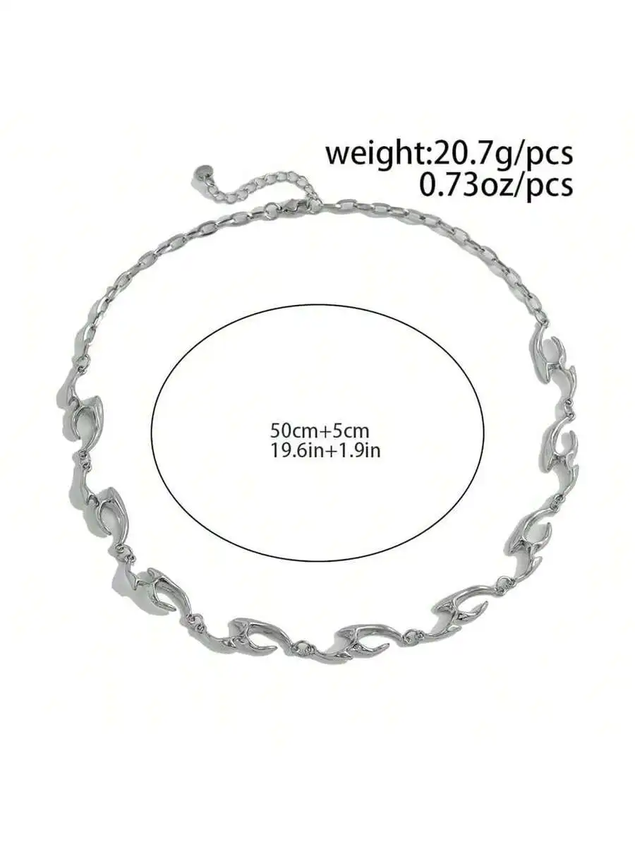 

Titanium Steel Choker Chain Necklace With Irregular Flame Design Minimalist Fashion Jewelry For Women