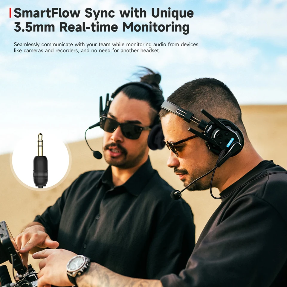 SYNCO Xtalk Xmax5 Full-Duplex 2.4GHz Wireless Intercom Headset Microphone System  500m Reliable Transmission Range