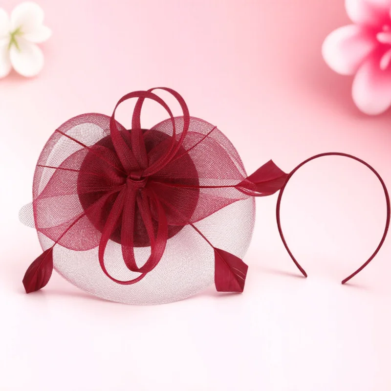 

Flower Fascinator Headband Women Gauze Hat Elegant Tea Party Wedding Banquet Lightweight Comfortable Hair Accessory
