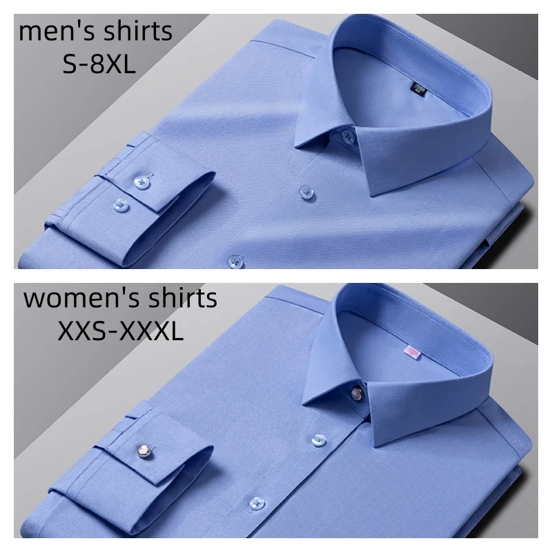 

New Wormwood fiber Work White Shirt Men Long Sleeve & Women's Shirts Long Sleeve blue black High Quality Anti-wrinkle Non-Iron