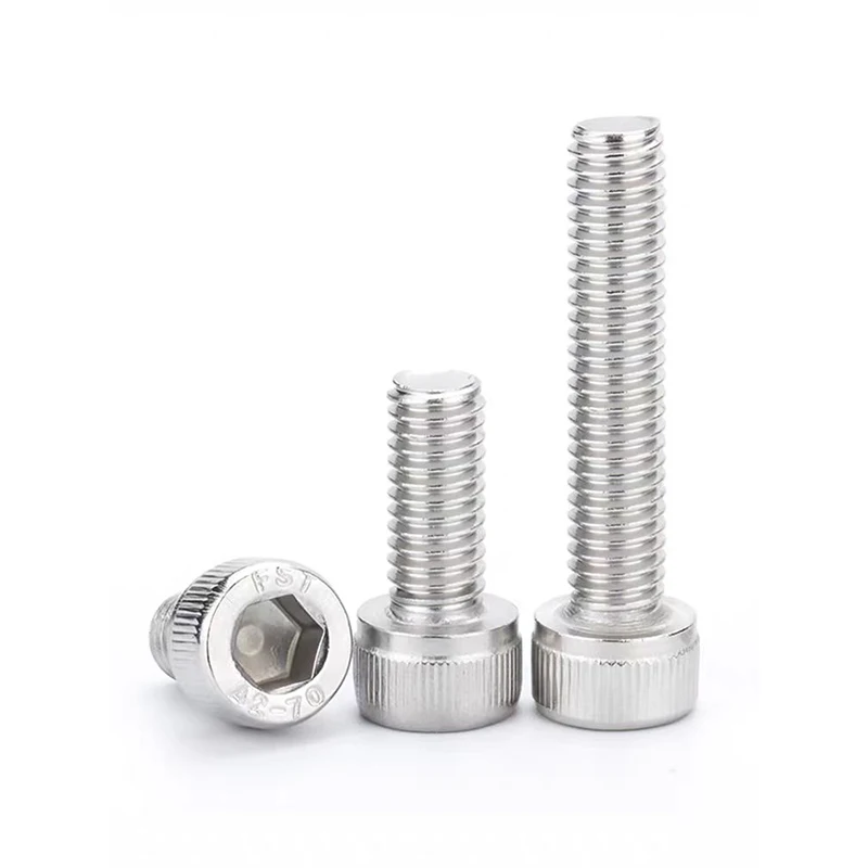 304 SS Inner Hexagon Socket Cap Screws M6 M8 M10 Allen Round Cup Head Bolt Full Thread Metric Mechanical Fastener Length 8-100mm
