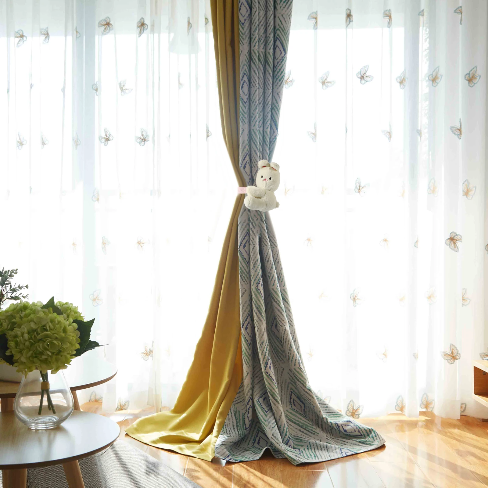 

Creative Rabbit Curtain Tieback Soft Cartoon Animal Shape Decorative Window Shade Clip for Home Kitchen Living Room