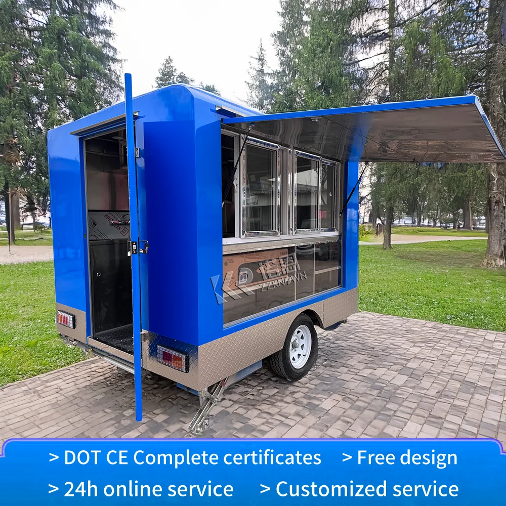 Street Restaurant Food Truck With Full Kitchen Concession Snack Pizza Cart Coffee Kiosk Catering Food Trailer