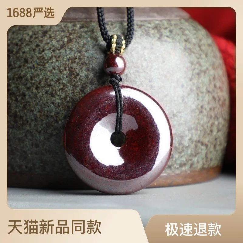 

Natural Raw Mineral Cinnabar High Content Raw Mineral Cinnabar Safety Clasp Necklace Cinnabar