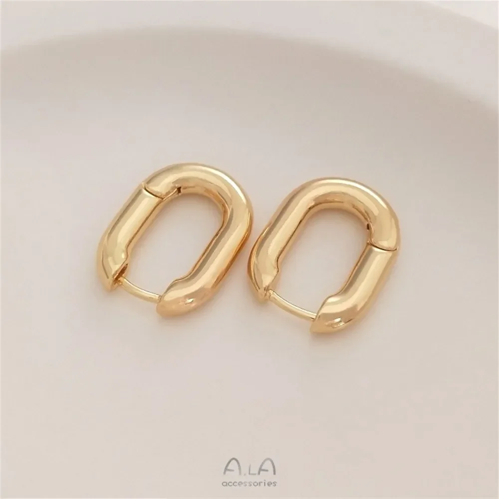 14K Gold-Color U-shaped Oval Earrings French with Drop Earrings DIY Handmade Earrings Accessories Material E078