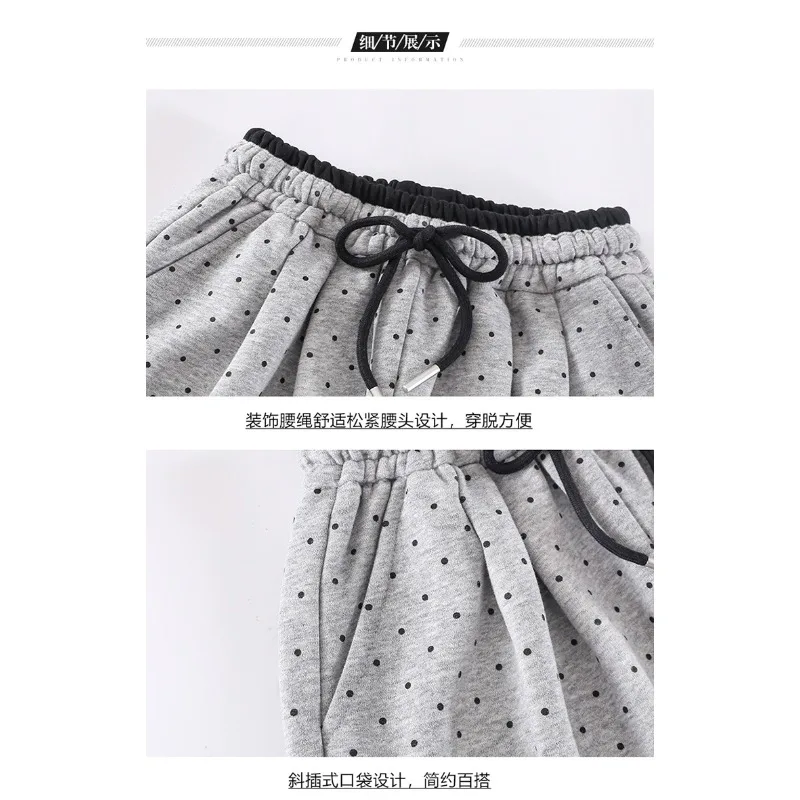 UNITIM Junior-Hosen für Mädchen, Herbst, gepunktet, für junge Teenager, Mädchen, weites Bein, 4–14 Jahre, Kinder, Mädchen, elastische Taille, Freizeithose – Detail 13
