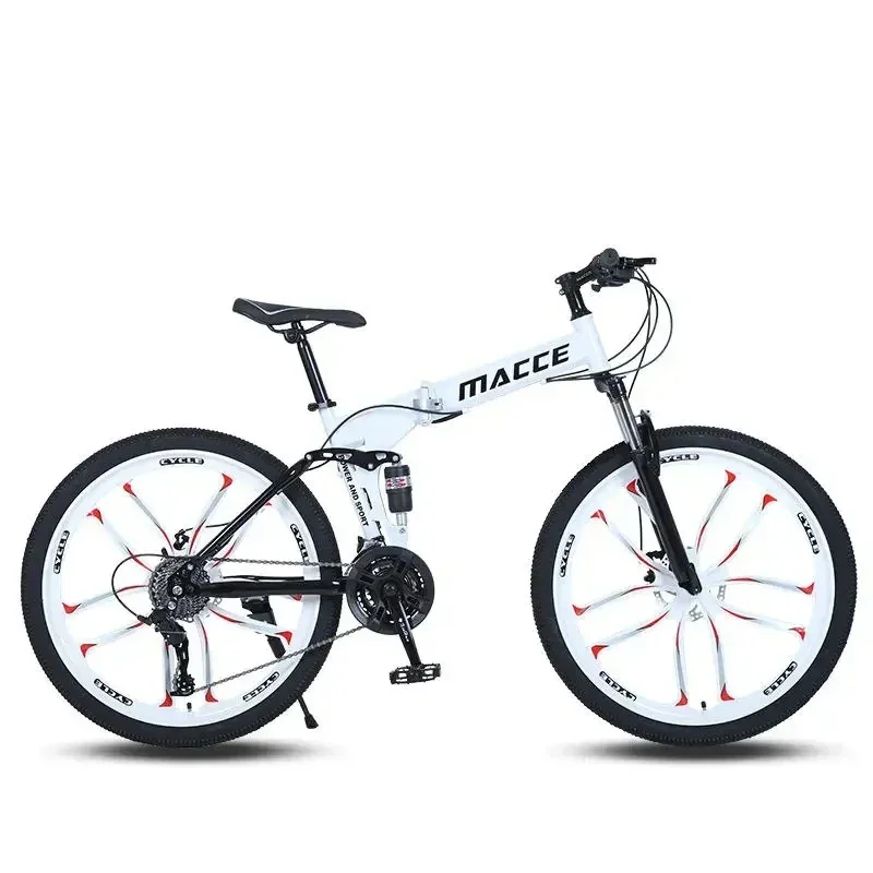 26-inch variable-speed shock-absorbing folding mountain bike carbon steel 6-knife gravel bike double disc brake downhill bike