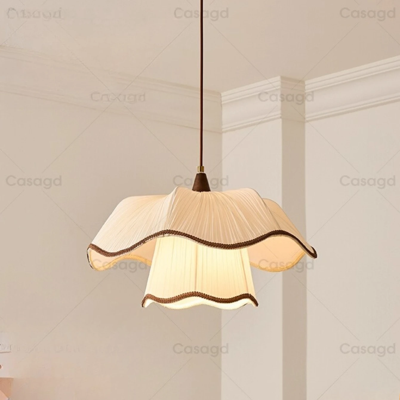 French medieval style fabric bedroom pendant light fluffy skirt girl skirt design wave shaped homestay restaurant light