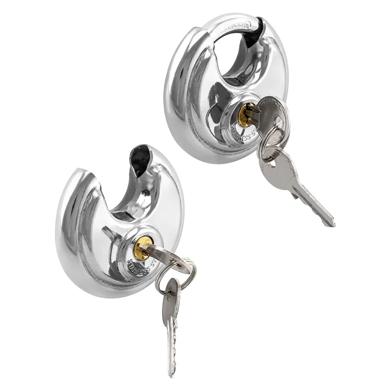 ABFT-Disc Locks, Heavy Duty Steel Keyed Padlock Disc Storage Locks For Storage Unit Moving Trailers, 3/8Inch Shackle